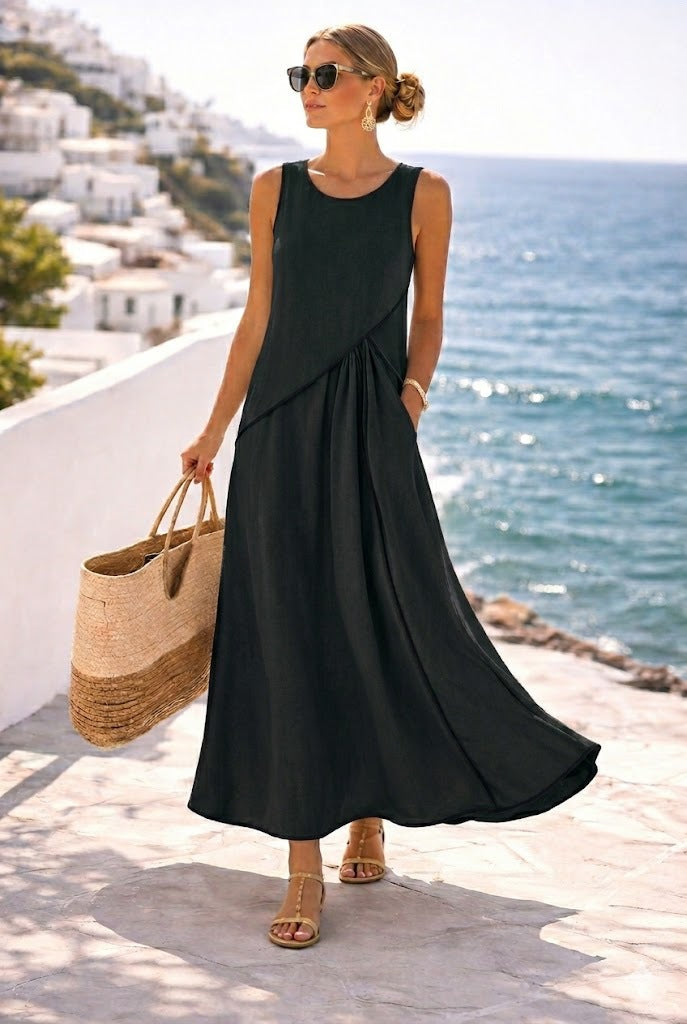 Contrast Colours Mediterranean Style Dress For Women - Woman`s Clothing