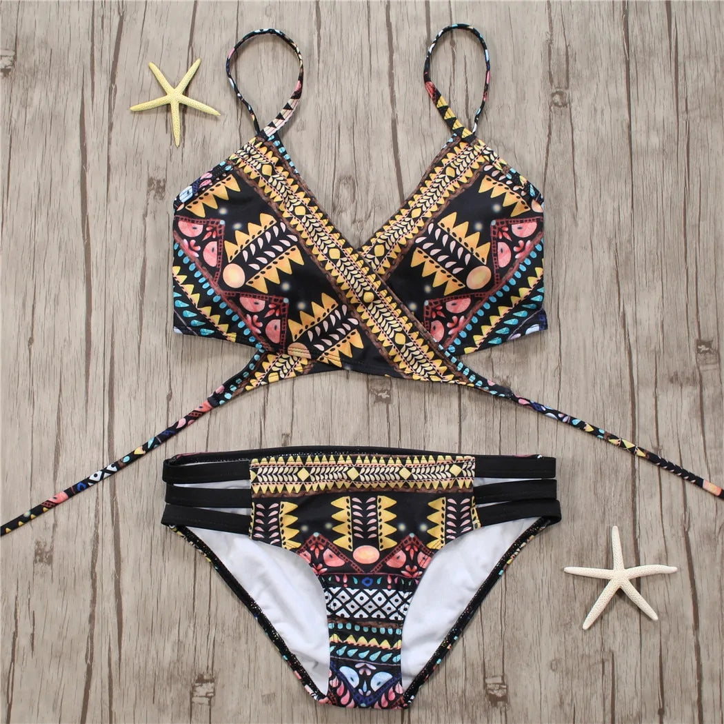 Aztec Bandage Biquini String Bikini - Woman`s Clothing