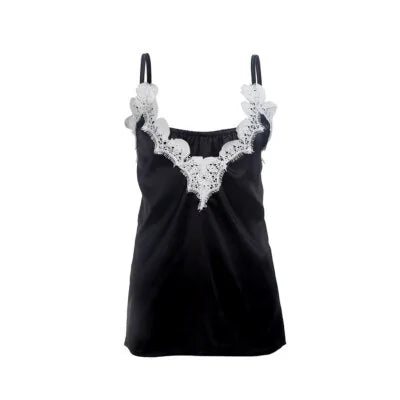 Gothic Lace Satin Silk Sequin Tank Top