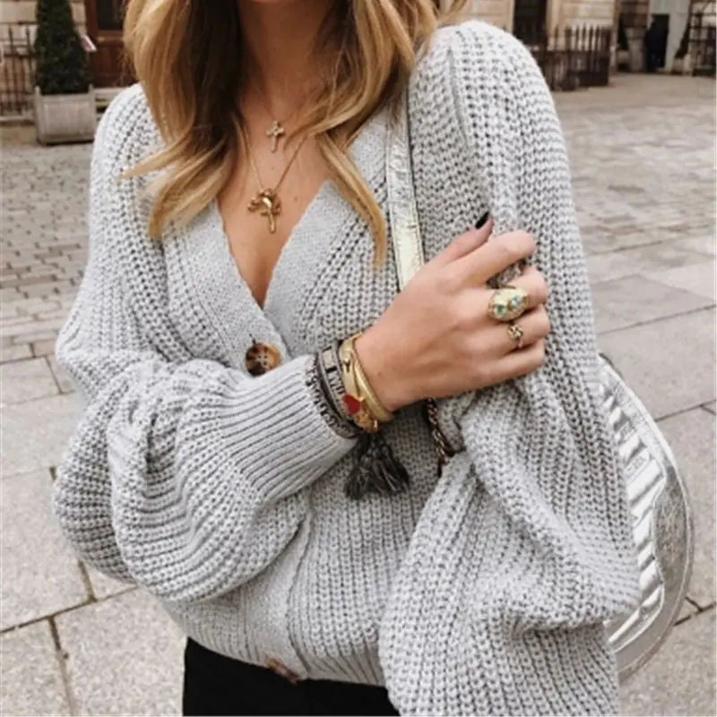 Solid Colour Button Cardigan Sweater