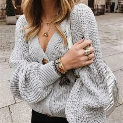 Solid Colour Button Cardigan Sweater