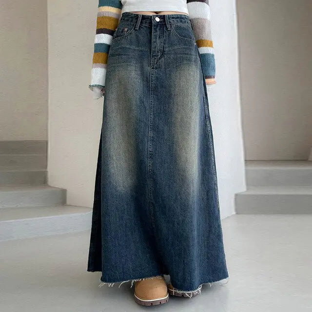 Classic Americana Retro Denim Skirt