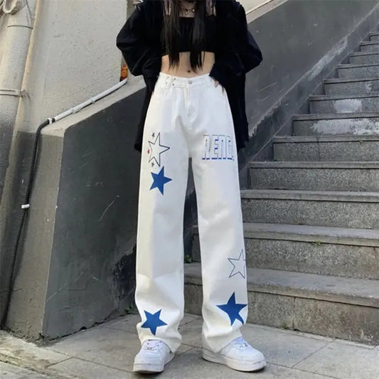 Denim Straight Pants Loose - Woman`s Clothing