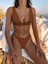 Fixed Triangle Bikini with Zip - Woman`s Clothing