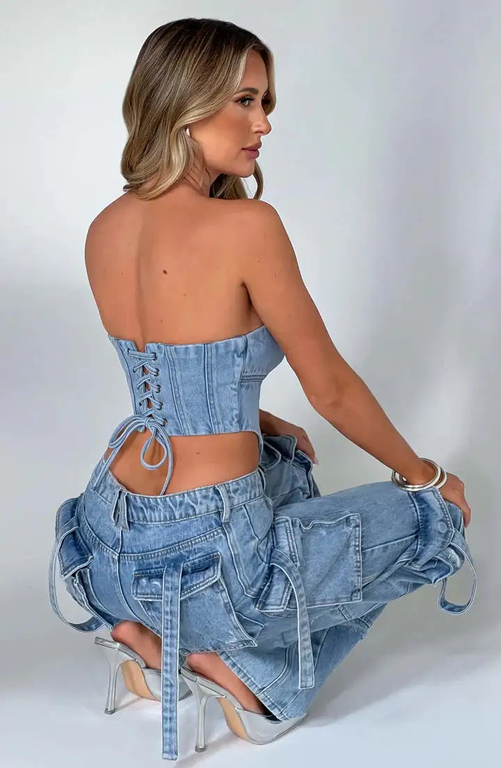 Cargo Denim Jeans - Woman`s Clothing