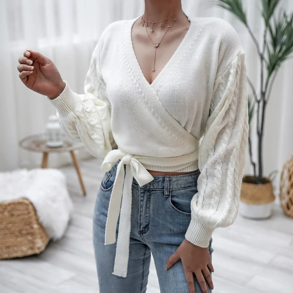 V-Neck Bandage Cross Wrap Women&
