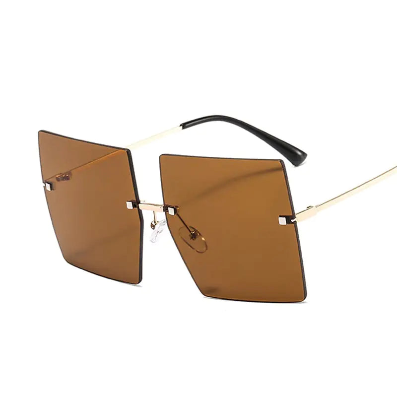 Oversized Rimless Square Sunglasses - Woman`s Clothing