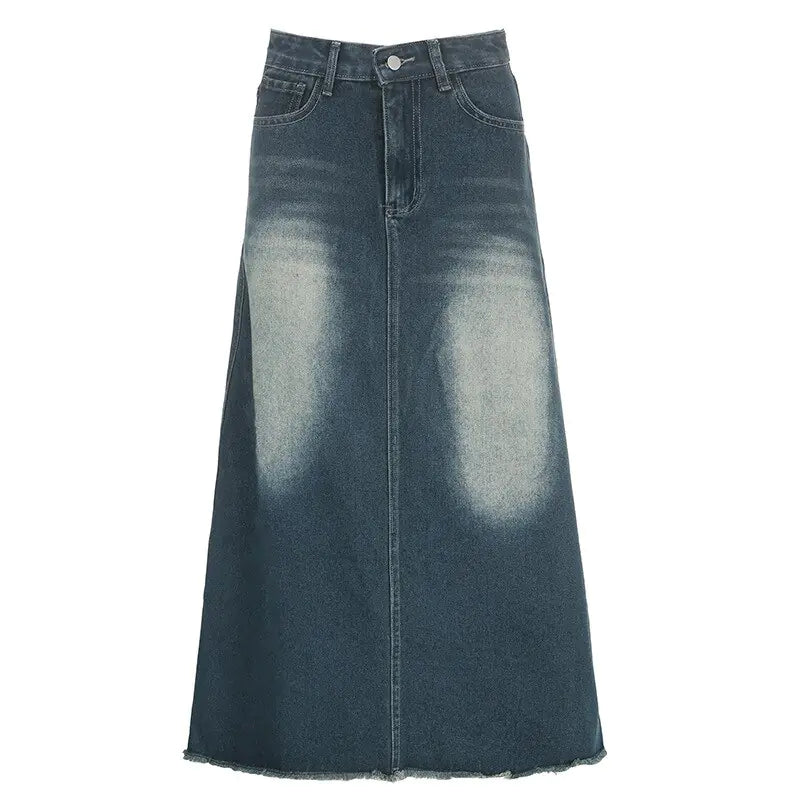 American Retro Denim Skirt - Woman`s Clothing