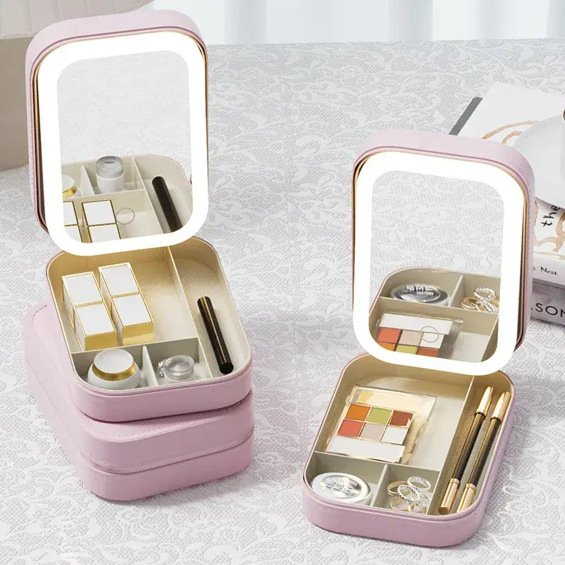 LED Mirror Makeup Storage Box - Woman`s Clothing