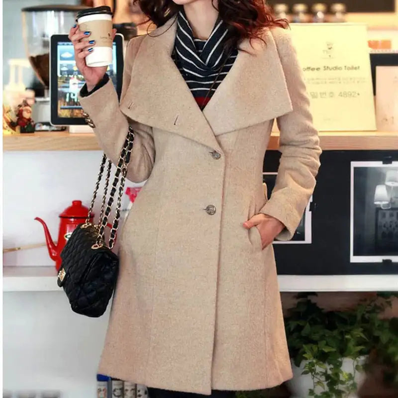 Winter Cashmere Long Women's Coat - Woman`s Clothing