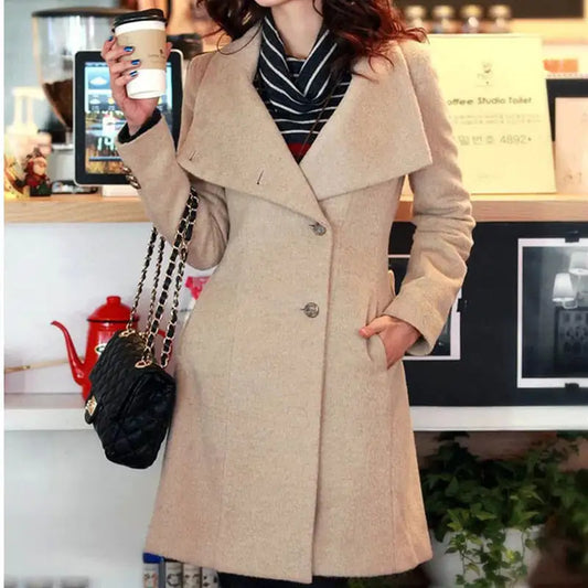 Winter Cashmere Long Women's Coat - Woman`s Clothing