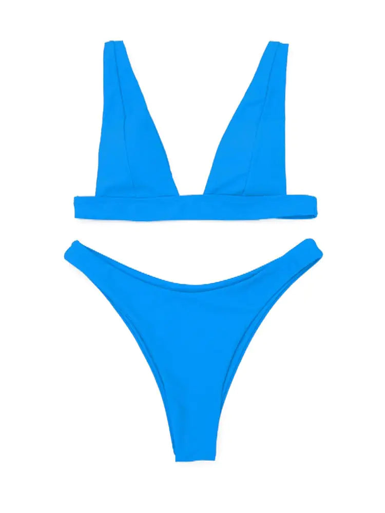 Fixed Triangle Bikini with Zip - Woman`s Clothing