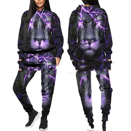 Printed Sports Fitness Hooded Sweater Set