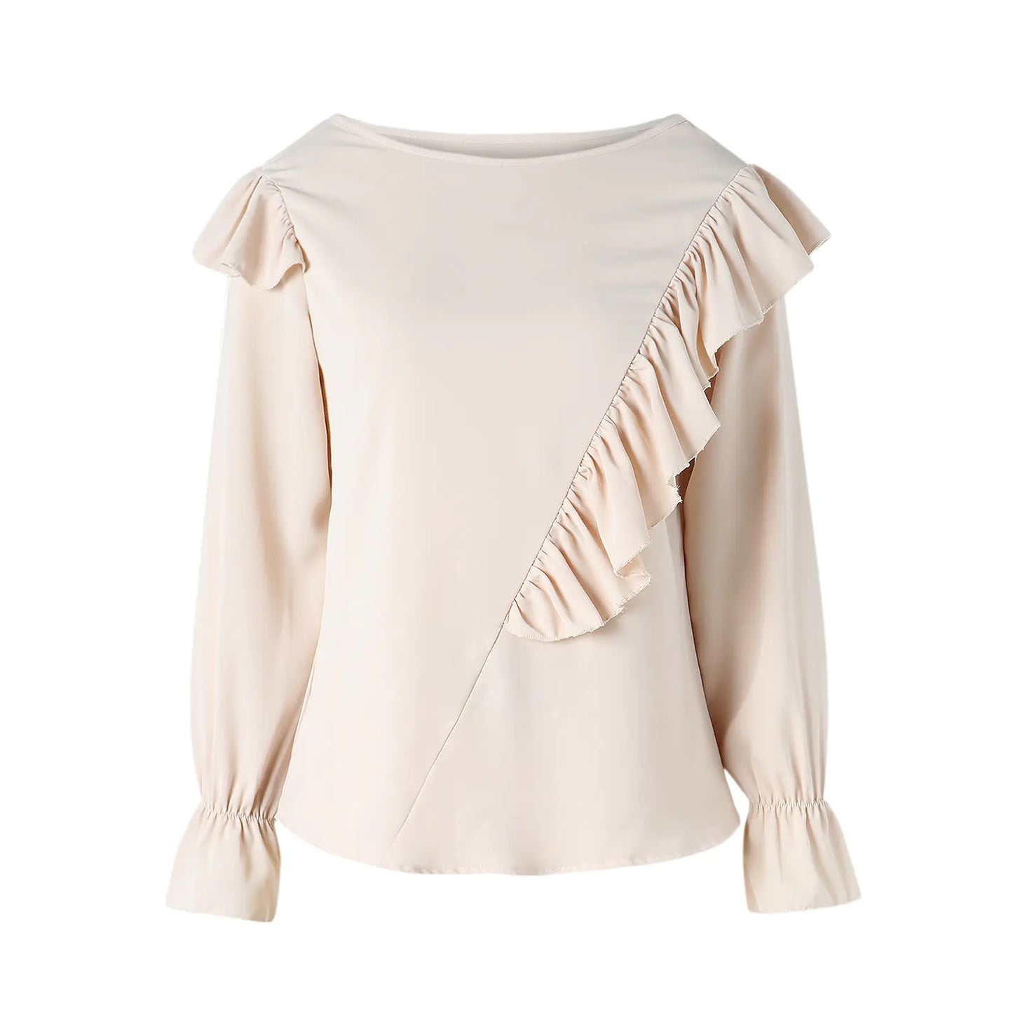 Office Work Ruffles O-Neck Blouse - Woman`s Clothing