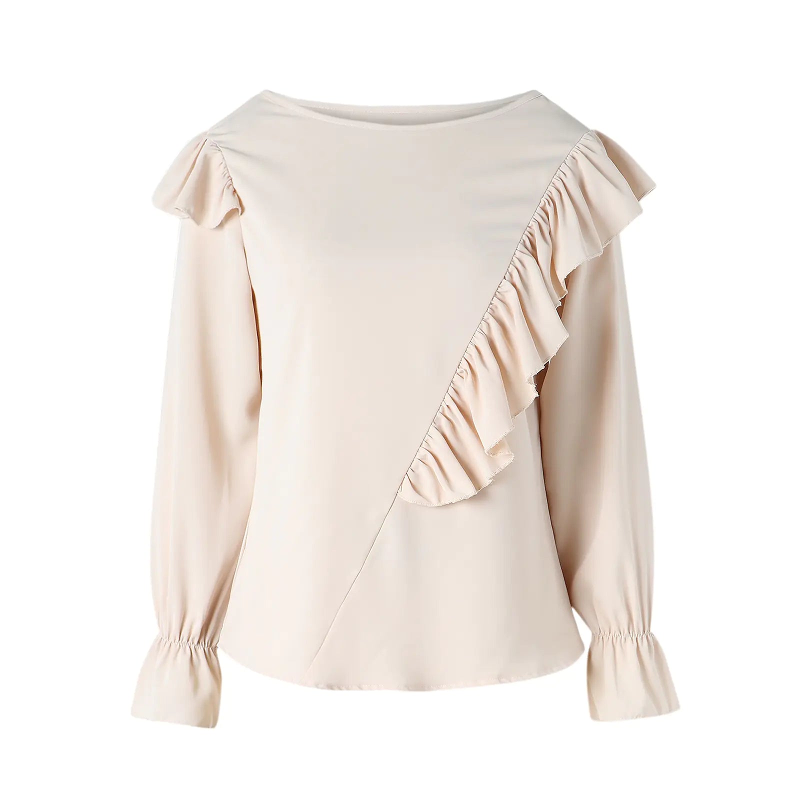 Office Work Ruffles O-Neck Blouse