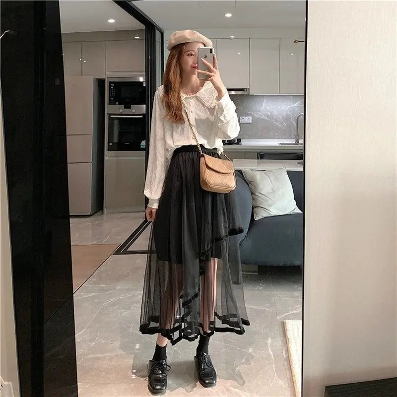 Women Solid Korean Style Women Skirt - Woman`s Clothing