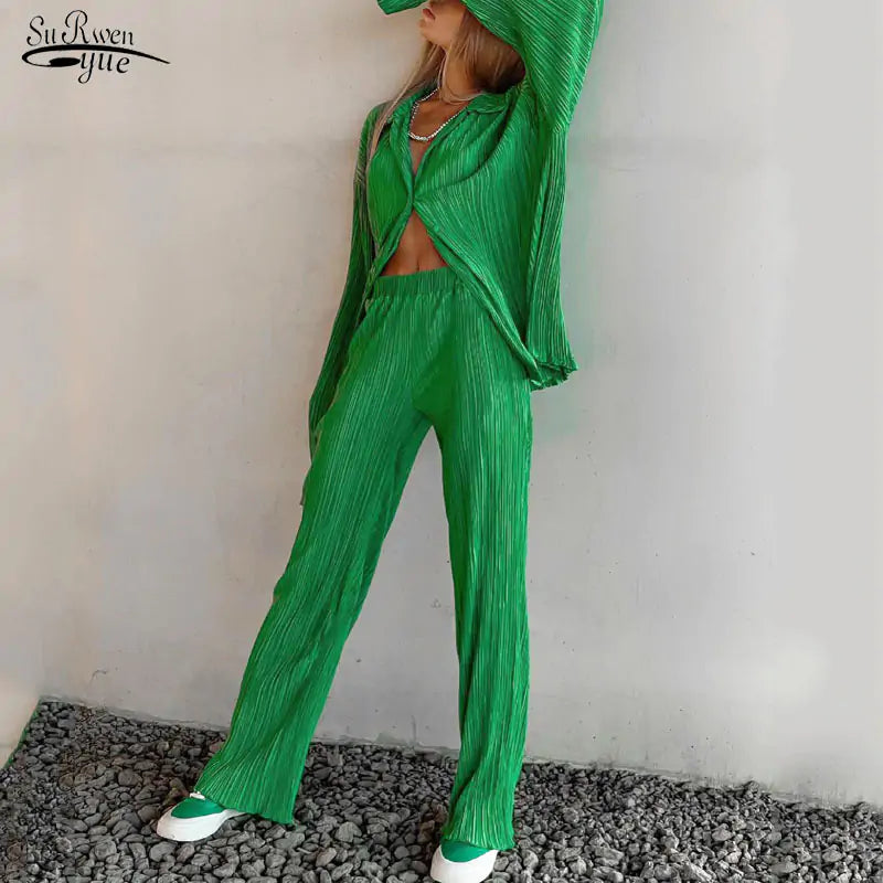 Two Piece Long Sleeve Suit - Woman`s Clothing