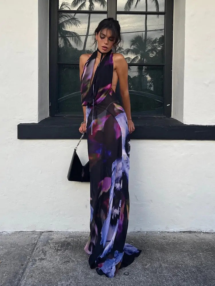 Backless Sexy Maxi Dress - Woman`s Clothing