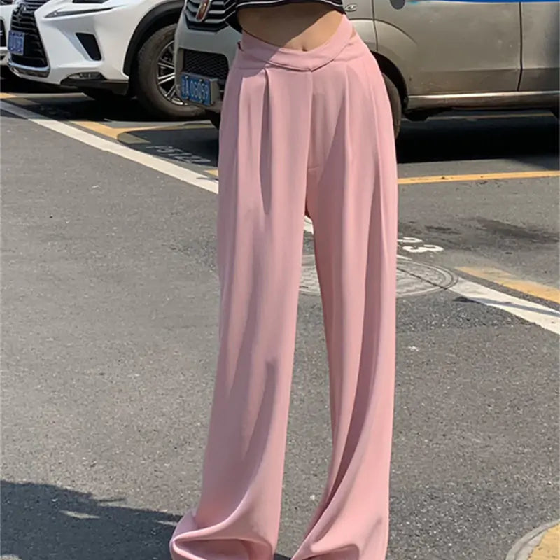 Solid Casual Loose Pants - Woman`s Clothing