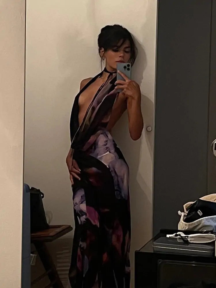 Backless Sexy Maxi Dress - Woman`s Clothing