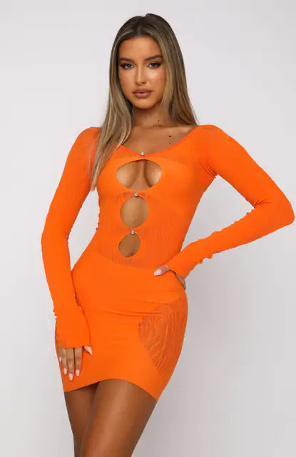 Casual Cutout Dress - Woman`s Clothing